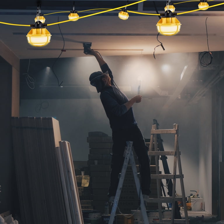 Feit Electric WORKSL50-5 LED String Work Light - 50 Ft, 5 Heads, 8000 Lumens, Wet Location, Plug-in