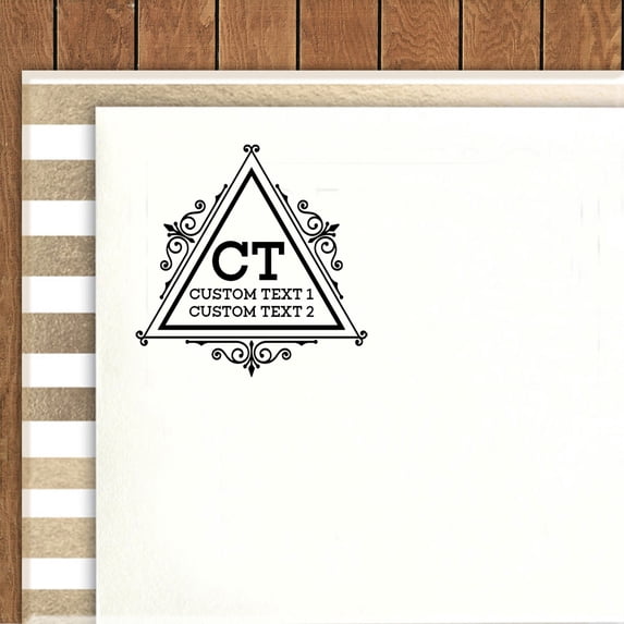 Printtoo Round Custom Text Save The Date Rubber Stamp Self Inking Triangle Monogram Personalized Stamper