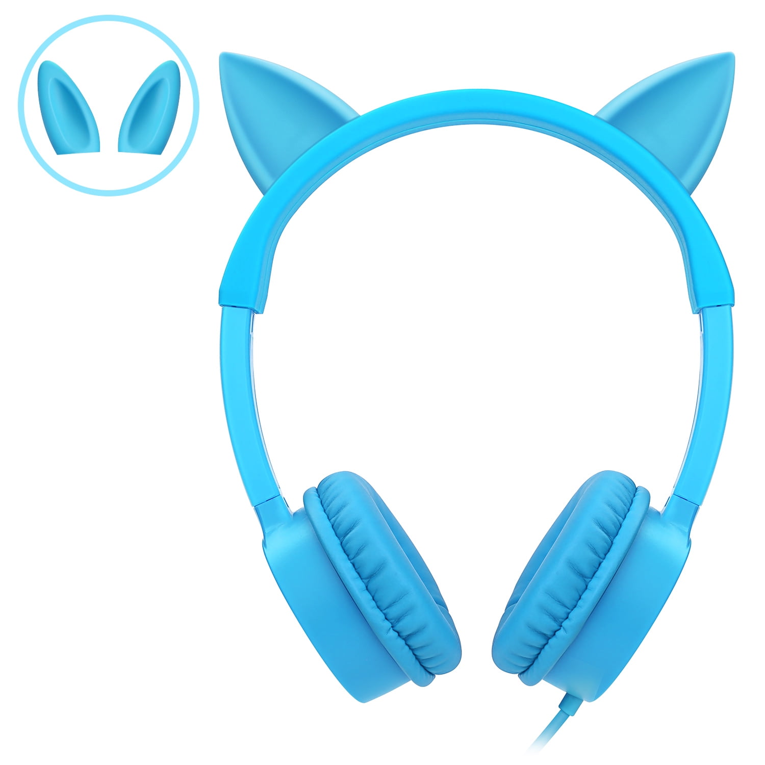 Kids Headphones, Vogek Cat/Bunny Ear Wired On-Ear Headphones Headsets with 85dB Volume Limited, Children Headphones for Kids-Blue