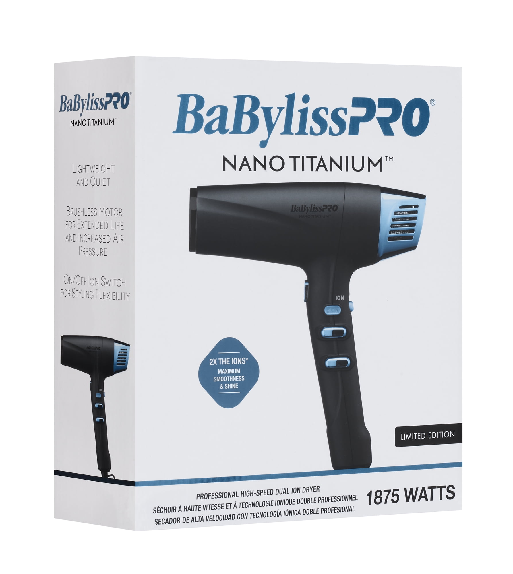 BaBylissPRO Nano Titanium Matte Black High-Speed Dual Ionic Dryer