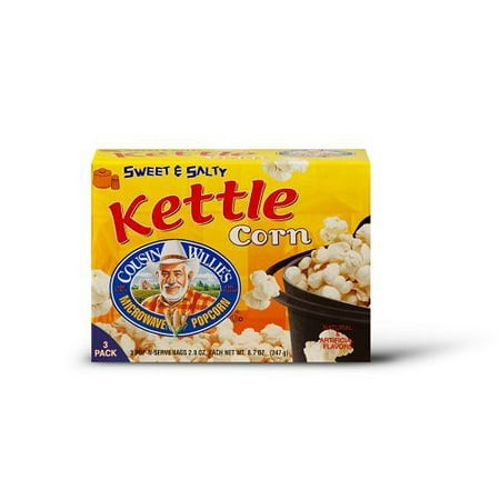Cousin Willie's Sweet & Salty Kettle Corn Microwave Popcorn - Walmart.com