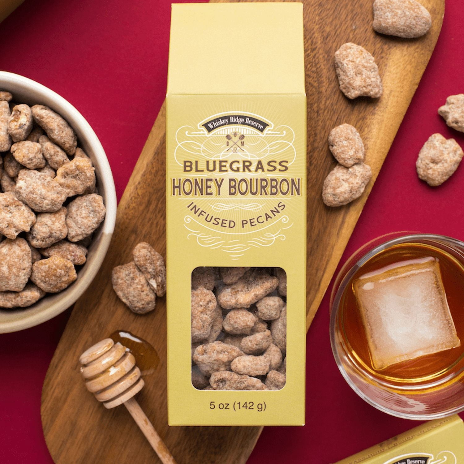 Damn Man Snacks 15oz Bluegrass Honey Bourbon candied Pecans Gift - 3 packs Whiskey Nuts Candied Nuts Gifts for Men