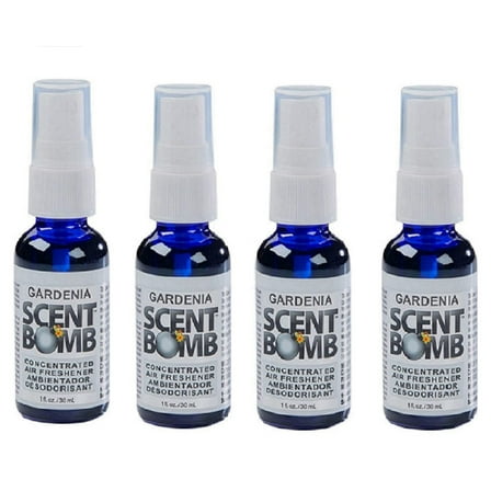 Scent Bomb Air Freshener Spray, 100 % Oil Based Concentrated Air Freshener, Air Freshener Spray for Car, Room, Bathroom and Odor Eliminator, Gardenia, 4 Pack