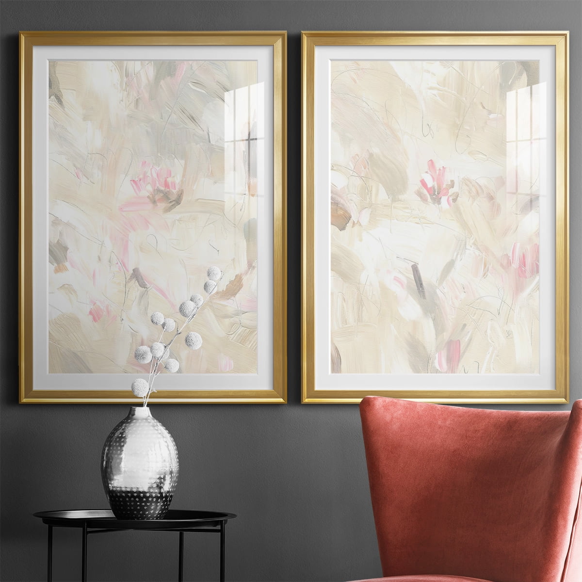 Wexford Home Soft Abstraction I Premium Framed Print, 22.5" x 30.5" - Ready to Hang, Gold (Set of 2)
