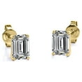 thumbnail image 5 of JeenMata 3 Carat Emerald Cut Moissanite - Minimalist Solitaire Stud Earrings - 18K Yellow Gold Plating Over Silver, 5 of 5