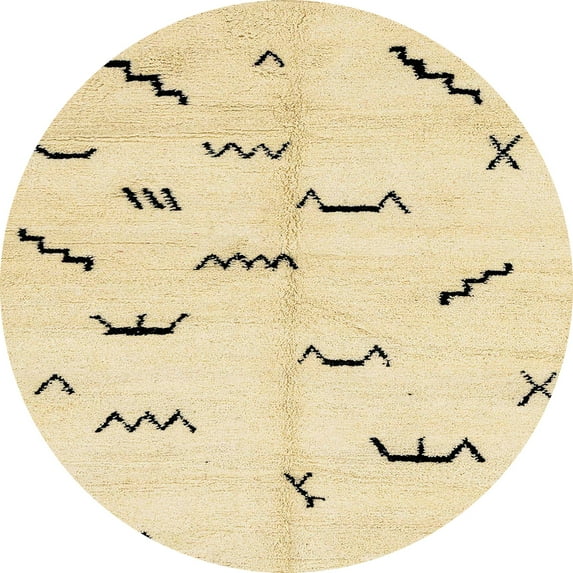 Ahgly Company Indoor Round Abstract Sun Yellow Solid Area Rugs, 4' Round