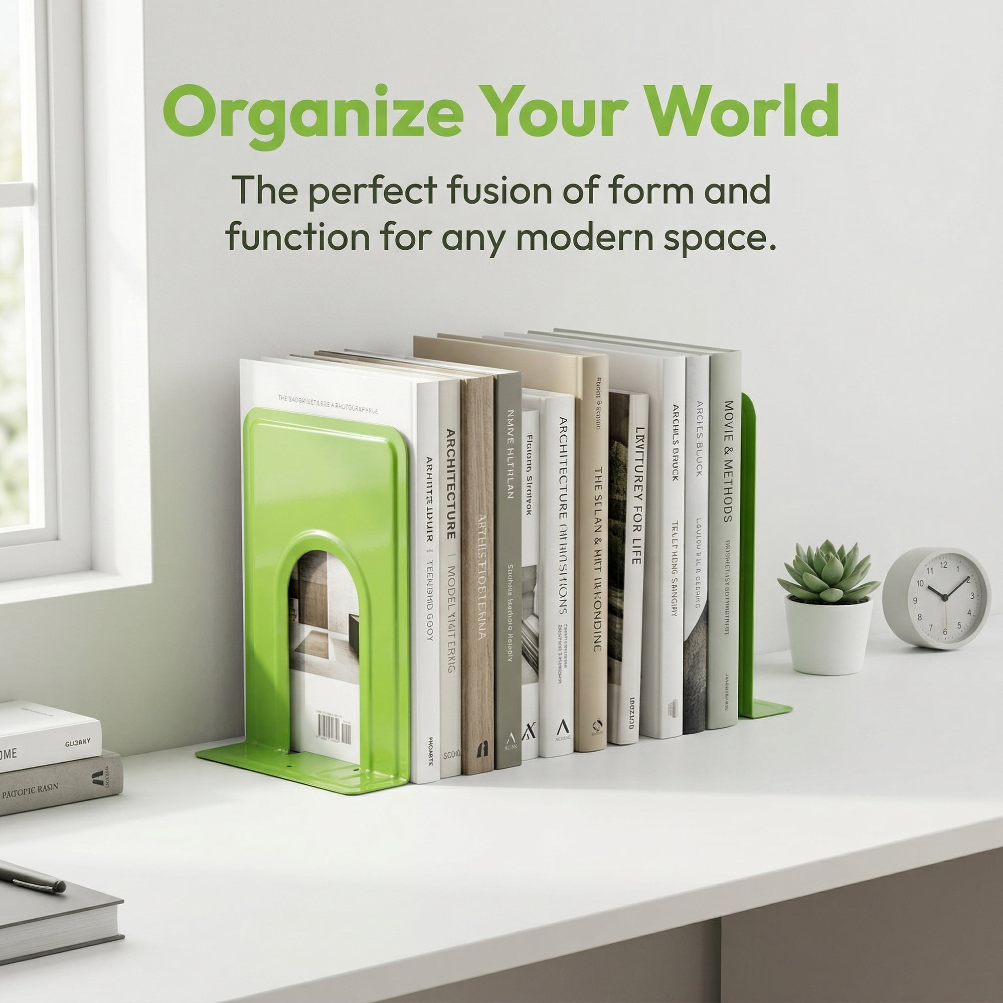 Unique Bargains Expandable Iron Bookends with Compartments Green 5.2"L x 6.5"W x 8.5"H