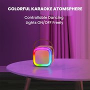 BONAOK Mini Karaoke Machine, Portable Karaoke Speaker with 2 Wilreless Microphones for Home Party, Birthday Gifts, Pink