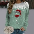 thumbnail image 2 of lcziwo 2024 Chandails de Noël Laids pour Femmes Drôles Mignons Verres de Vin Rouge Graphiques Hauts Manches Longues Col Rond Chandails Molletonnés Coupe Ample Chandails Confortables Liquidation Vert,TG, 2 of 4