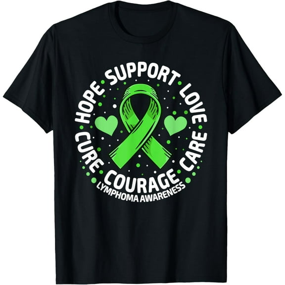 Family Support Non Hodgkin's Lymphoma Cancer Awareness T-ShirtMen's and women's gift, black and white T-shirt, size: Extra large S-4XL
