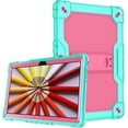 thumbnail image 2 of FIEWESEY Case for Pritom M10 /quntiCO Y10 /Digiland DL1036 /Voger priorpad X100 /VUCATIMES N10/Gateway 10.1 HD Tab Case with Stand Rubber Hybrid Come with 9H Tempered Glass Film (Green/Pink/2 PCS), 2 of 4
