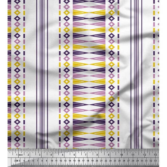 Soimoi Purple Cotton Voile Fabric Pannahazar Jamdani Print Fabric by the Yard 56 Inch Wide