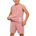 thumbnail image 2 of Nilvkv Boys Sweatsuit, Boys Summer Outfits, Sleeveless Round Neck Top and Shorts Set Summer Pink 3-4 Years, 2 of 8