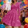 thumbnail image 2 of DGMIOCS Women's Sparkly Sequin Party Dress for Elegant Midi Length Off Shoulder Sleeveless Clubwear with Flowy Skirt Women's Casual Dress Hot Pink L, 2 of 5