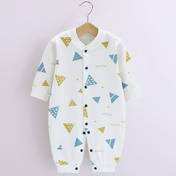 Luxalzxs Newborn Infant Baby Boys Girls Bodysuit Jumpsuits with Button Long Sleeve Cotton Rompers Overall Kids Toddler Footless Pajamas Sleeper One-Piece Outfit, 0-3 Months, 3-6 Months