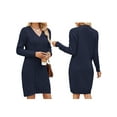 thumbnail image 3 of Women'S V Neck Long Sleeve Above the Knee Relaxed Pullover Fall Sweater Dresses Dark Blue M, 3 of 7