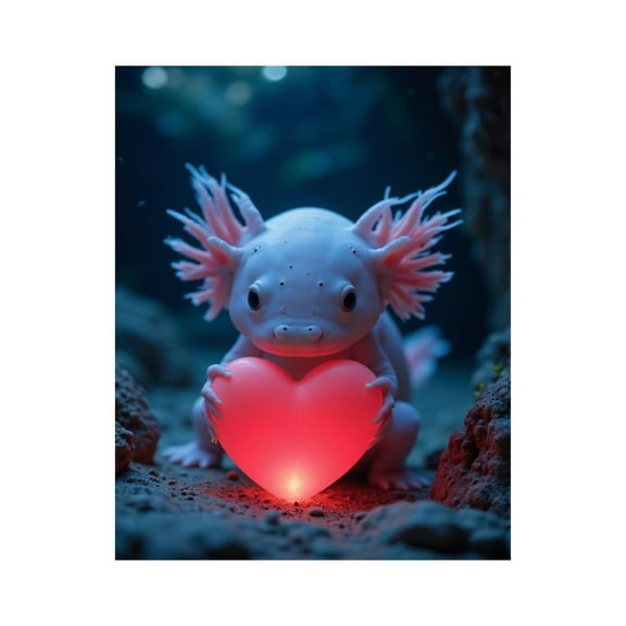 Paint By Numbers Kit for Adults Beginner - DIY Axolotl Heart Light Ocean Glow Canvas Painting Kits for Adults, Frameless Paint By Number for Adults for Home Wall Decor 16x20 Inch