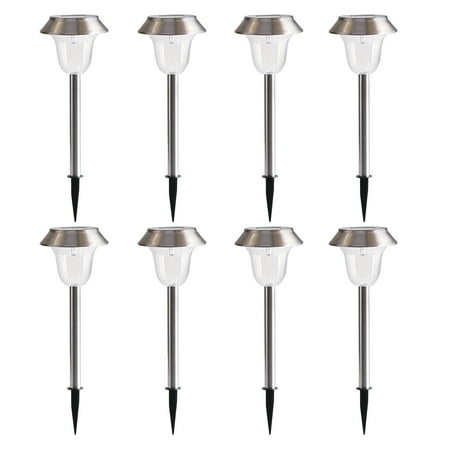 8 Pack Solar Garden Lights Outdoor Stainless Steel Warm White Led