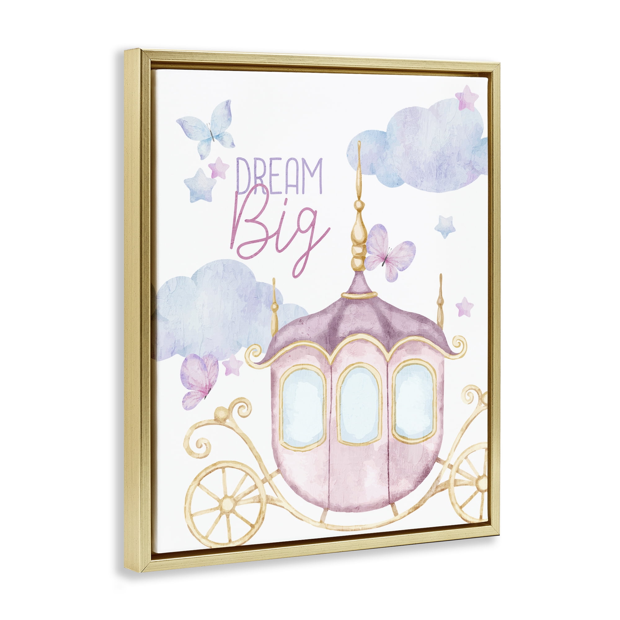 Dream Big Fantasy Carriage Gold Framed Floater Canvas Wall Art, design by Kim Allen
