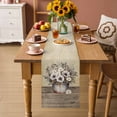 thumbnail image 2 of Farmhouse Flowers Table Runner - 48 Inch Long Retro Floral Leaves Country Wood Board Cotton and Linen Blended Dress Scarves Farmhouse Table Runner for Kitchen Dining, Coffee Table, 13" x 48", 2 of 8