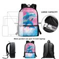 thumbnail image 4 of Jeiento Dolphin Backpack for Girls Middle School Bag and Lunch Bag Set Pencil Case 3 In 1 Elementary Preschool Students Bookbag Back Packs Pink Kids Child Daypack Back To School Rucksack Satchel, 4 of 7