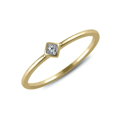 1/20 cttw Diamond Accent Princess Ring (VS clarity, G-H color) in 14k Yellow