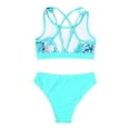 thumbnail image 2 of vastwit Girls 2 Piece Bathing Suit Criss Cross Bikini Tops with Bottoms Set for Beach Pool Party Green Palm Leaf 14, 2 of 7
