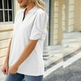 thumbnail image 6 of Sakmal Womens Tops&nbsp;Plus Size Short Sleeve White Collared Solid Puff Sleeves T-Shirts Ladies Shirts, 6 of 6