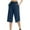 Dark Blue, variant on UAMVSH Wide Leg Capri Pants for Women Elastic Waist Drawstring Hiking Workout Capris with Pockets Summer Side Slit Travel Athletic Cropped Pants