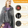 thumbnail image 6 of Hyindoor 59"x33" Electric Heated Blanket Portable USB Washable Heating Shawl Scarf with Zipper for Indoor Outdoor ,Dark Grey（without battery）, 6 of 8