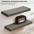 thumbnail image 3 of 16 Inch Handcrafted European Pine Natural Rustic Wooden Floating Shelves Wall Mounted Set of 2, Gray, 3 of 7