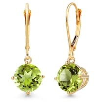 Gem Stone King 14K Yellow Gold Green Peridot Earrings for Women | 4.14 Cttw | Gemstone August Birthstone | Round 8MM