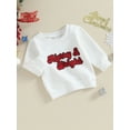 thumbnail image 3 of Liacowi Baby Boys Girls Christmas Outfits Infant Christmas Sweatshirts Long Sleeve Round Neck Letter Print Pullovers  3 6 12 18 24 Months Newborn Fall Loose Fit Tops, 3 of 8