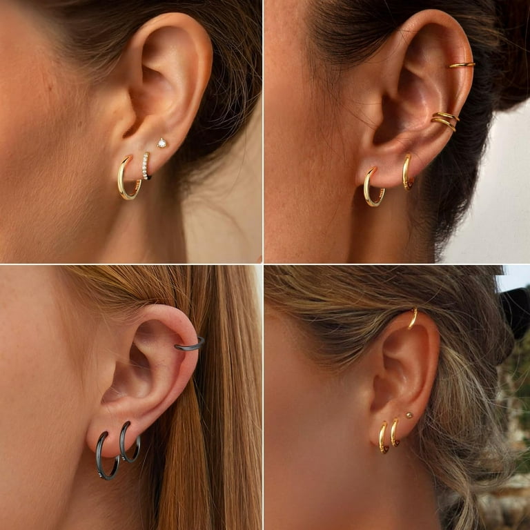 ChicSilver Black Small Hoop Earrings for Women Small Black