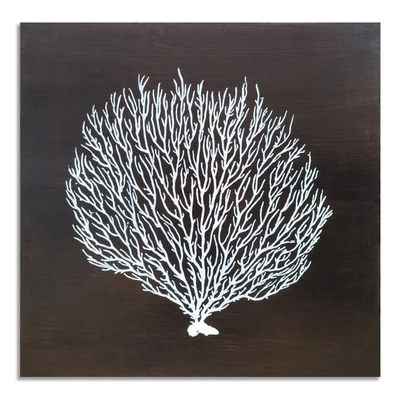Yihui Arts Coastal Coral Canvas Wall Art with Hand Painted Textured for Bedroom