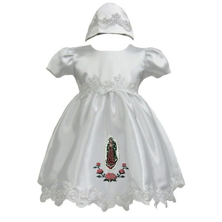 

Baby Girl Toddler Baptism Dress Gown w/ Bonnet Virgin Mary Rose sz 0-30M White