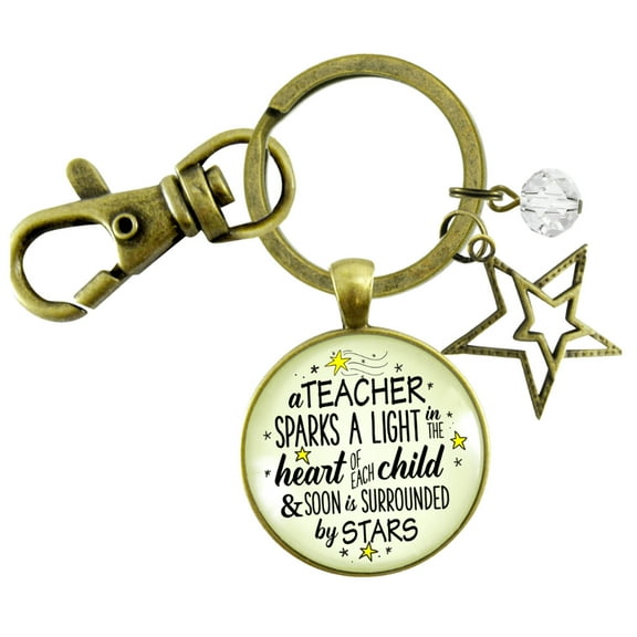 Teacher Gutsy Goodness Bronze Keychain Sparks A Light Inspirational Jewelry Thank You Gift