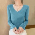 thumbnail image 6 of yillto Lightweight Sweaters for Womens Soft Knit Long Sleeve V Neck Sweater Fall Slim Fashion Outfits, 6 of 7