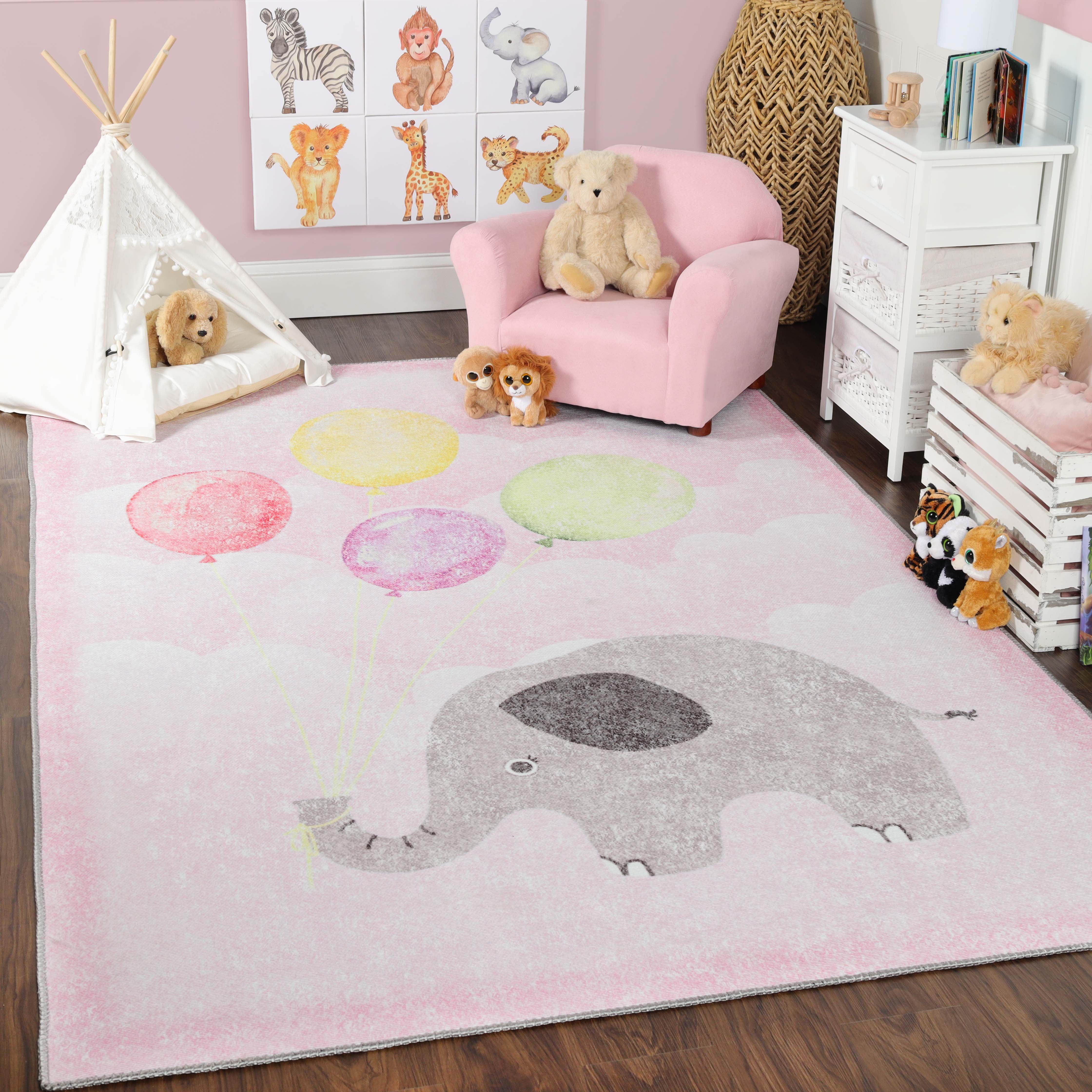Baby Shower Elephants Balloons Area Rugs Bedroom Carpet Living Room Floor Mat 