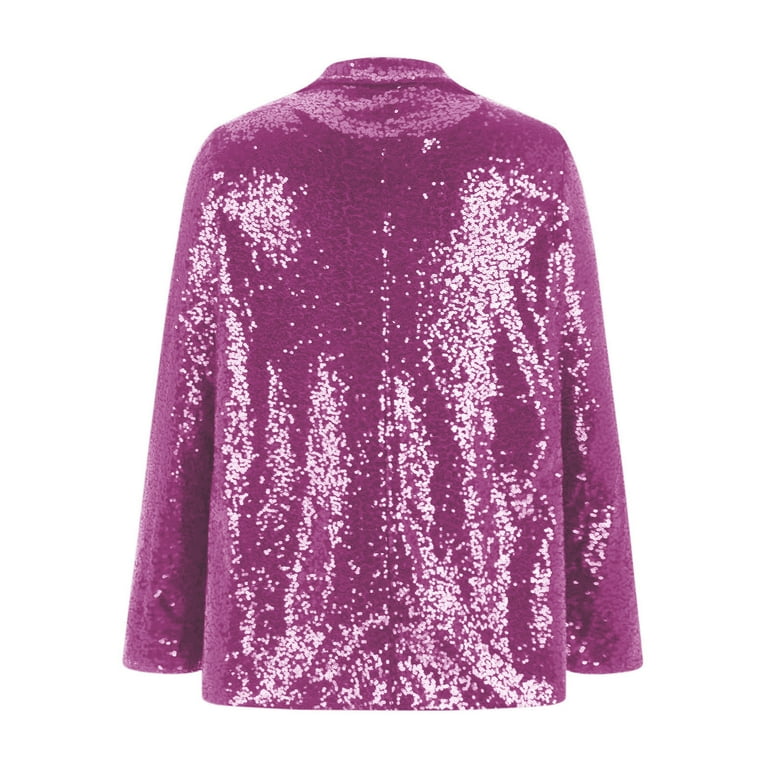 Hfyihgf Women s Sequin Jackets Open Front Blazer Suit Casual Long