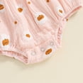 thumbnail image 5 of Newborn Baby Girl Halloween Outfit Cute Pumpkin Ruched Romper Ruffle Long Sleeve Smocked Bodysuit Infant Baby Fall Clothes, 5 of 7