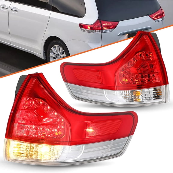 Bryght Fits For 2011-2014 Toyota Sienna Halogen Red Outer Taillight Pair Lamps