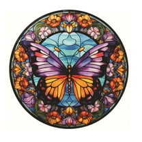 JoyMoreHome Butterfly Stained Sunday Window Hanging Decorative Colorful Panel Wall Hanging Art Decoration Gift for Daughter Mom Grandma