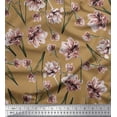 thumbnail image 1 of Soimoi Brown Cotton Duck Fabric Peach Floral Decor Fabric Printed BTY 56 Inch Wide, 1 of 1