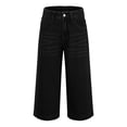 thumbnail image 3 of ZGRBOU Women's Wide Leg Capri Jeans High Waist Straight Stretchy Jeans Summer Casual Denim Capris Pants with Pockets, 3 of 7