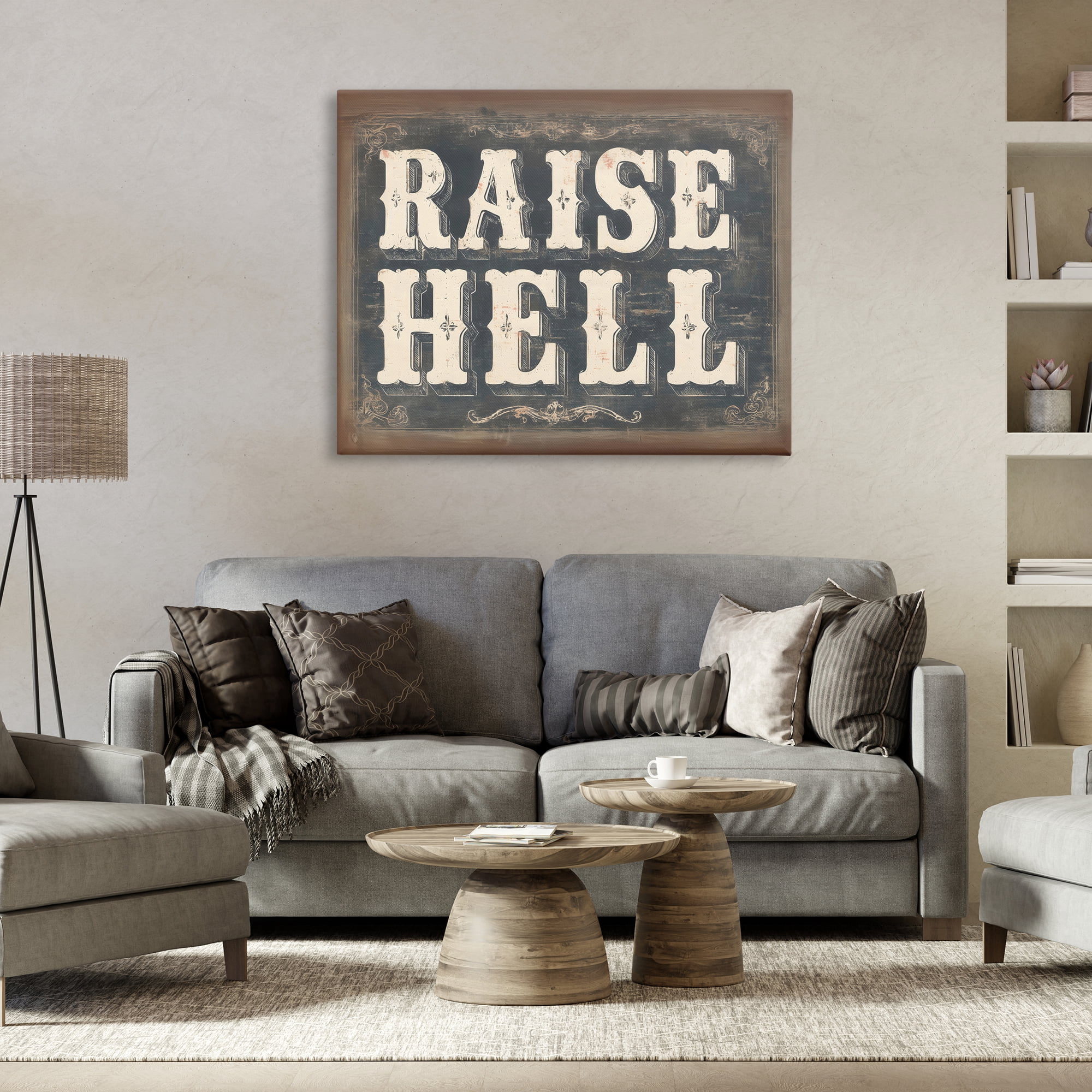 Stupell Industries Raise Hell Vintage Western Canvas Wall Art, design by Arlington Prints