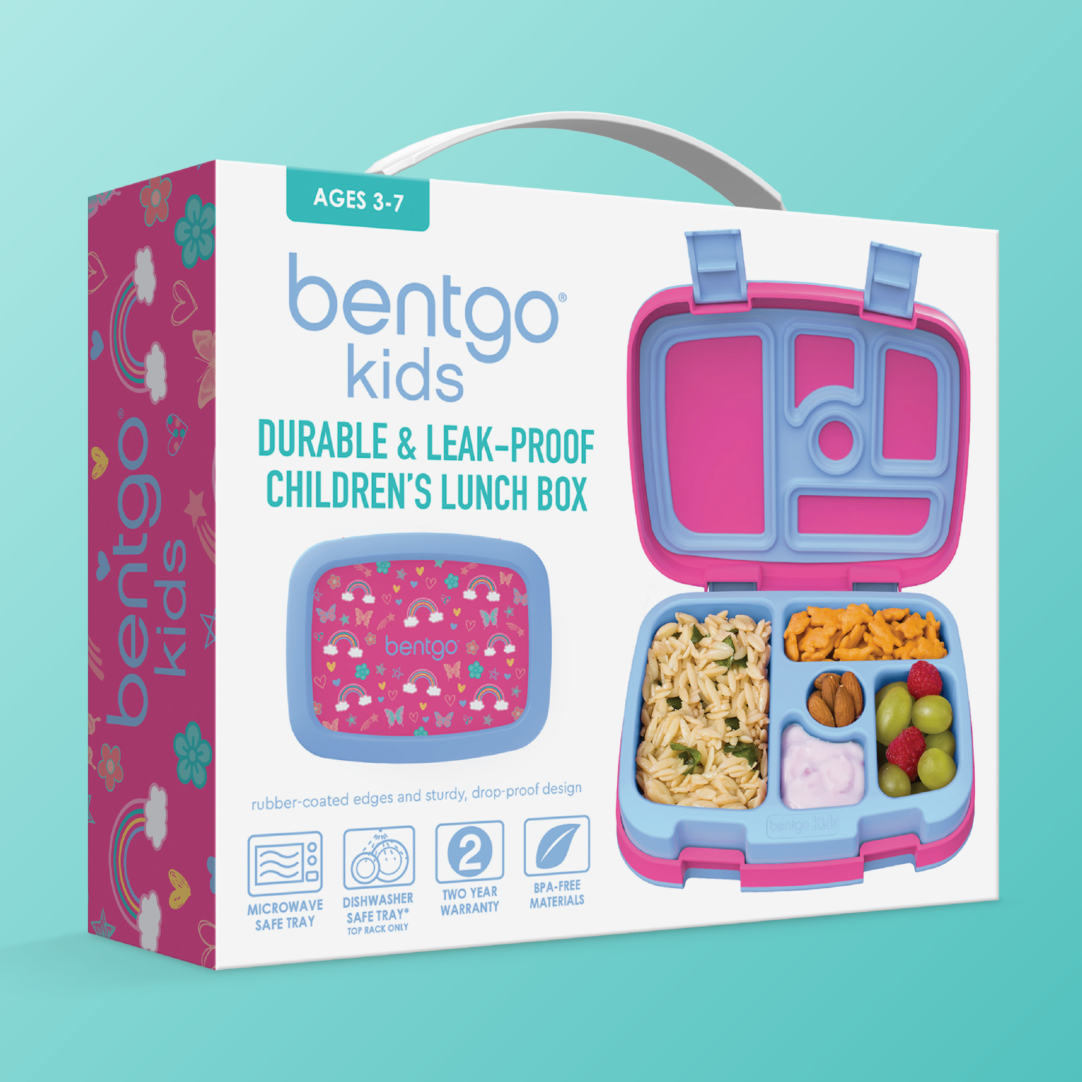 Bentgo Kids Prints Bento Lunch Box, Rainbows and Butterflies photo 4