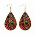 thumbnail image 5 of Morocco Gold Border Teardrop Earrings Ethnic Paisley Pattern Pu Leather Jewelry, 5 of 9