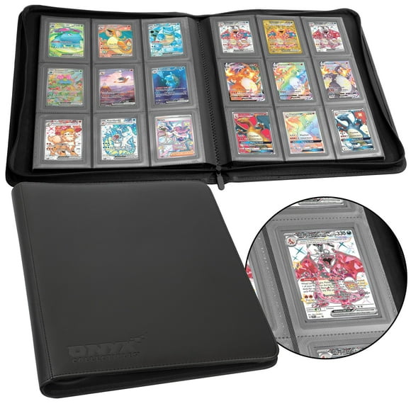 Onyx Toploader Binder 9-Pocket 288 Toploaders - 16 Ringless Double Sided Pages for Cards in 3" x 4" Top Loaders - 9 Pocket Side Loading Pages for Trading or Sports Card Storage -