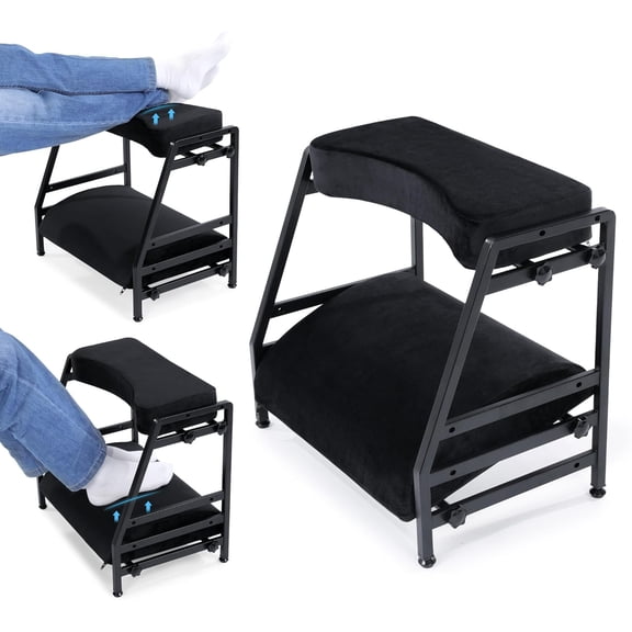 HOMBYS Adjustable Double Step Footrest, High-Density Foam with Sturdy Iron Frame Foot Rest Under Desk for Office, Ergonomic Footrest with Washable Cover for Desk Work Office Life, Home